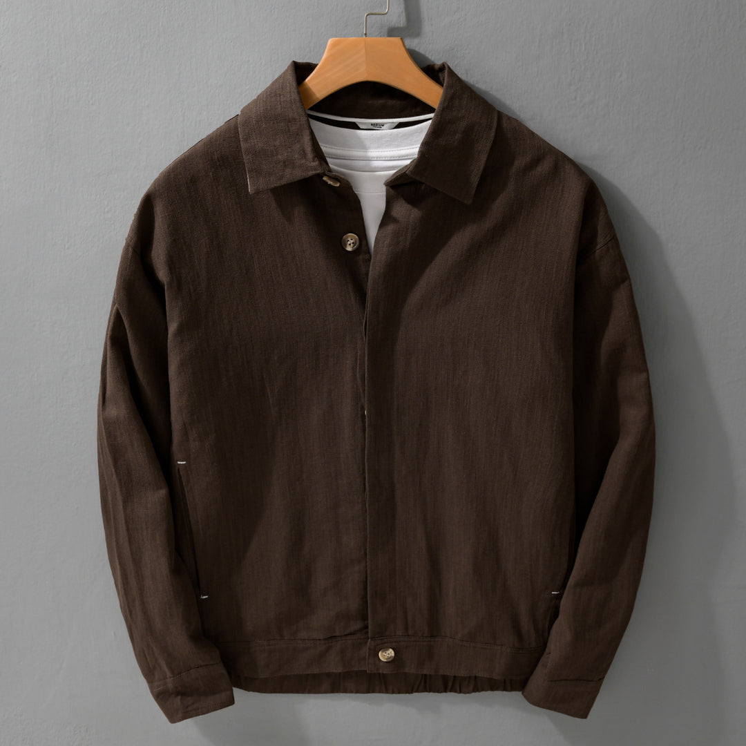 Herren Leichte Leinen-Überhemd-Jacke mit Hemdkragen und verdeckter Knopfleiste Echoarchiv