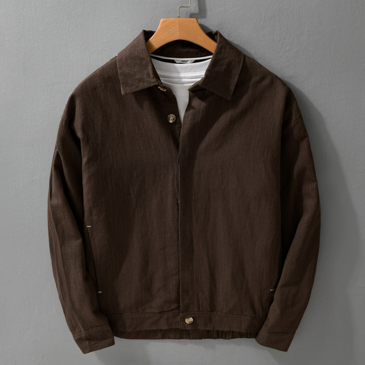 Herren Leichte Leinen-Überhemd-Jacke mit Hemdkragen und verdeckter Knopfleiste Echoarchiv