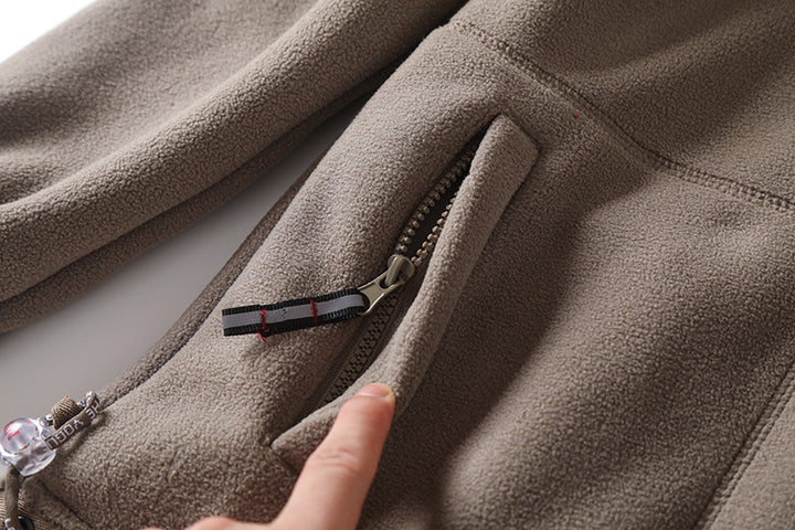 Herren Fleecejacke mit Stehkragen, durchgehendem Reißverschluss und elastischen Bündchen – Cavarno