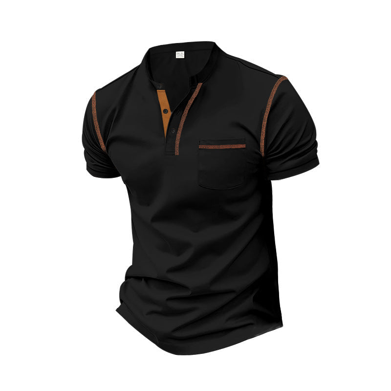 Herren shirt mit modernem Henley-Kragen und praktischen Brusttasche – Arvello