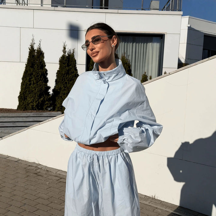 Damen nan lässiges Zweiteiler-Set aus fließendem Stoff mit weitem Bein Echo Archiv