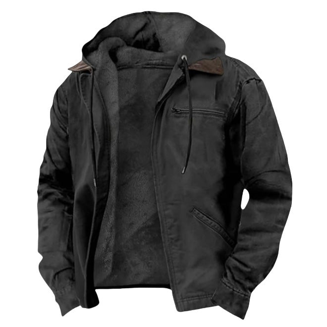 Herren nan wattierte Kapuzenjacke mit Teddyfutter und robuster Canvas-Aussenschicht Echo Archiv