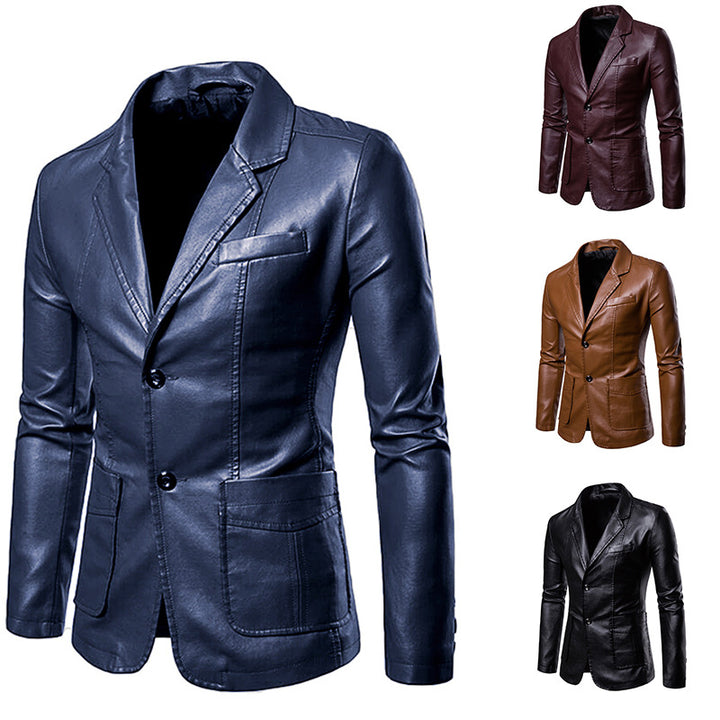 Herren elegante Kunstlederjacke mit modernem Schnitt und praktischen Taschen Echoarchiv