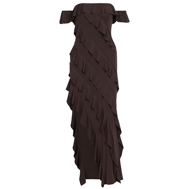 Damen Rüschendes Maxi-Kleid Echo Archiv