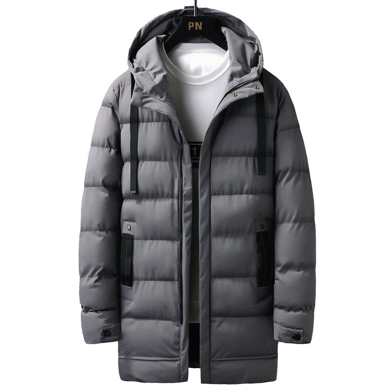 Herren Lange gestepptes Thermo-Parka mit Kapuze, Reißverschluss & Utility-Taschen Echoarchiv