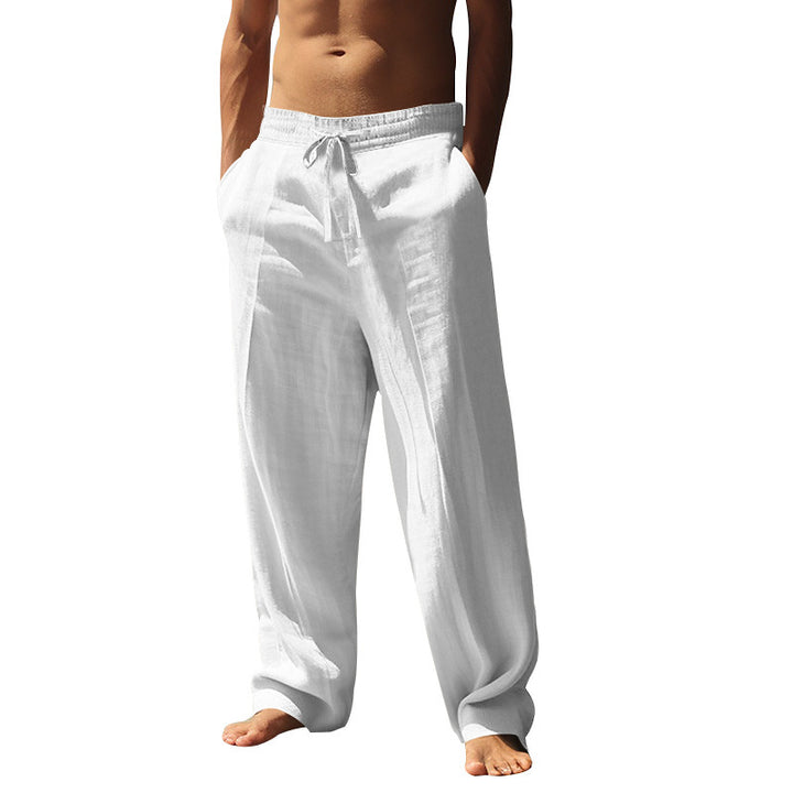 Herren lässige Leinen-Hose mit elastischem Bund Echoarchiv
