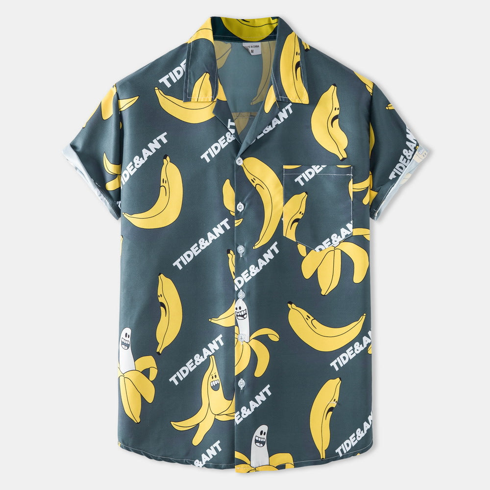 Herren Kurzarmhemd mit lustigem Bananenmotiv und einzigartigem Print Echoarchiv