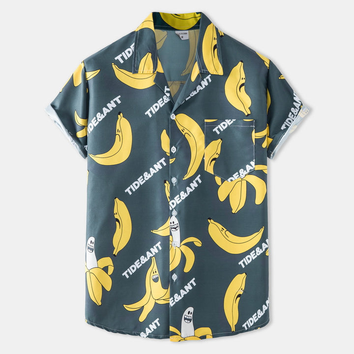 Herren Kurzarmhemd mit lustigem Bananenmotiv und einzigartigem Print Echoarchiv