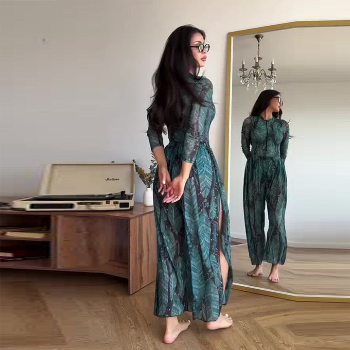 Damen Elegantes Maxikleid mit fließendem Schnitt Echo Archiv