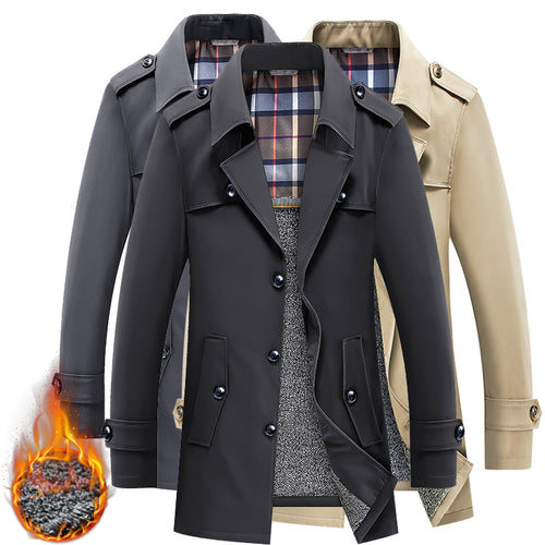 Herren Moderner Kurzmantel im Trench-Look mit kariertem Innenfutter und Utility-Taschen Echoarchiv