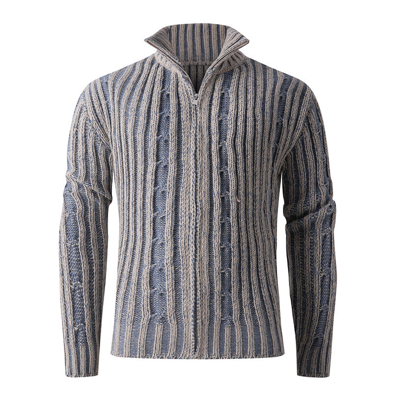 Herren modische Strickjacke mit hochabschließendem Reißverschluss und einzigartigem Muster Echoarchiv