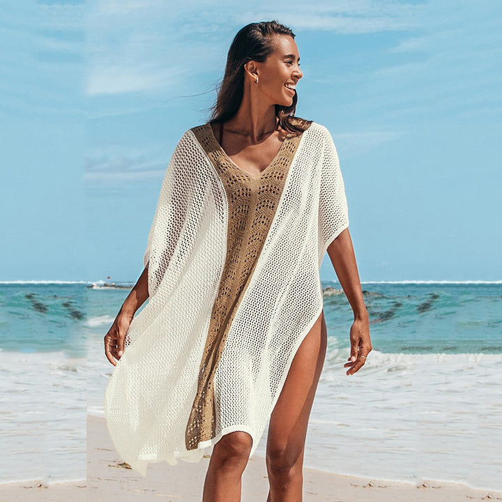 Damen Strandkleid mit romantischem Häkelmuster und voluminösen Ärmeln Echo Archiv