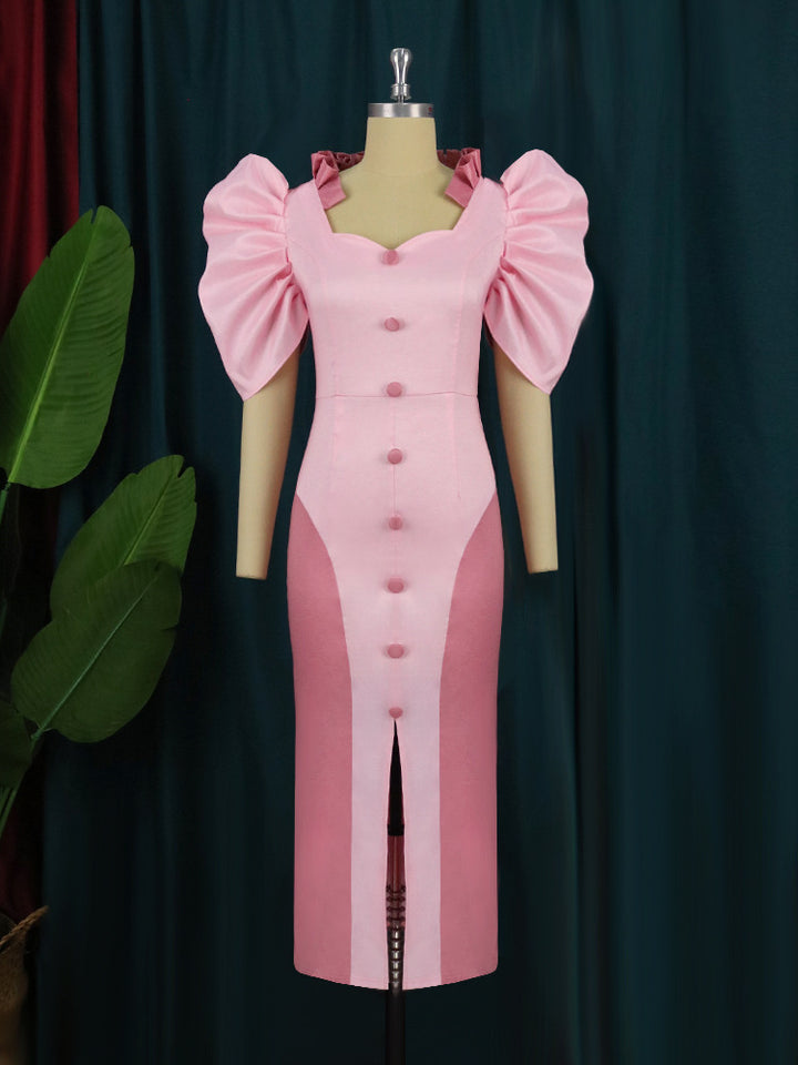Damen Cocktailkleid mit voluminösen Puffärmeln und elegantem Schlitz Echo Archiv