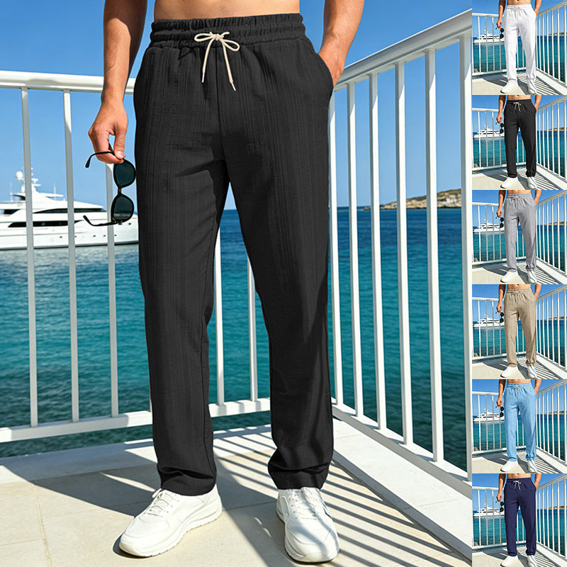 Herren Maritime Freizeit-Hose mit tonaler Rippstruktur, Kordelzug & Seitentaschen – Sorevano