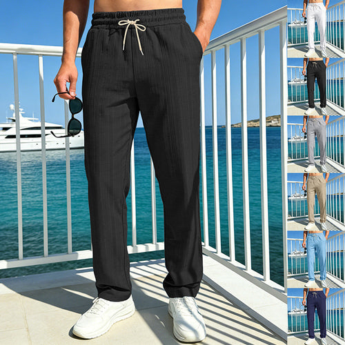 Herren Maritime Freizeit-Hose mit tonaler Rippstruktur, Kordelzug & Seitentaschen – Sorevano