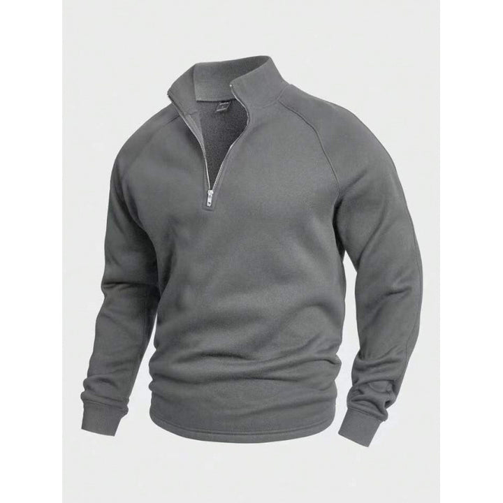 Herren Fleece-Halbzippullover mit Stehkragen und Raglanärmeln – Cavarno