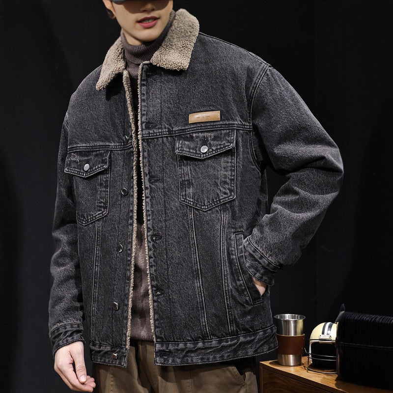 Herren Lässige Denimjacke mit Teddy-Futter Echoarchiv