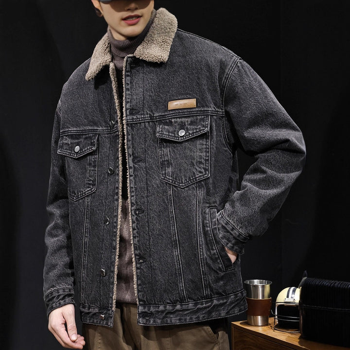 Herren Lässige Denimjacke mit Teddy-Futter Echoarchiv