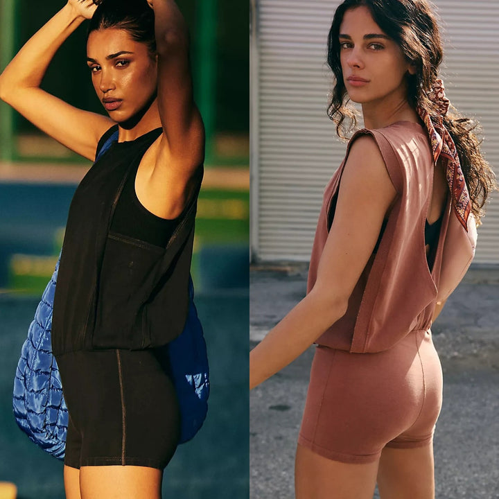 Damen sportlicher Jumpsuit mit elastischem Bund und ärmellosem Design Echo Archiv