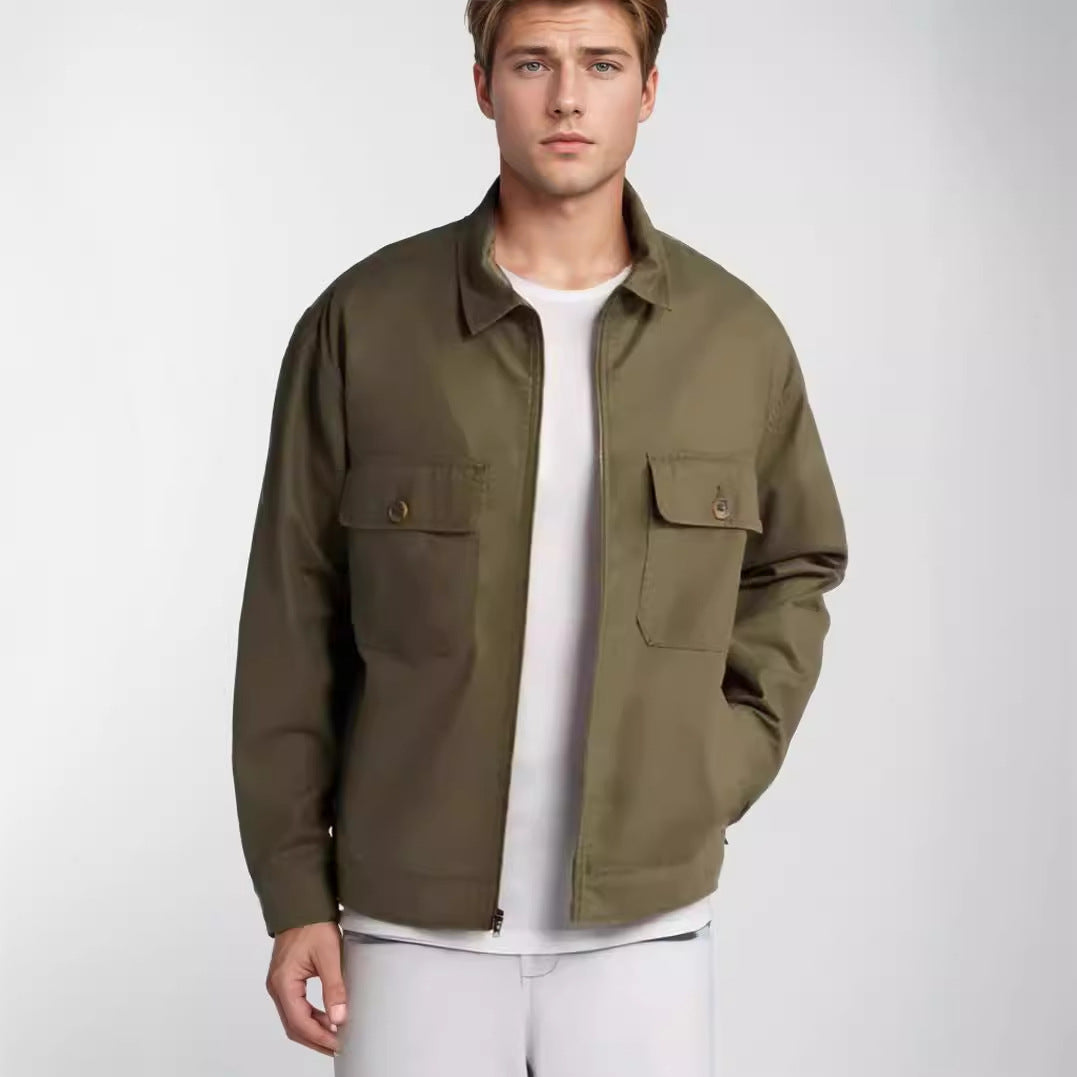 Herren lässige Übergangsjacke mit praktischen klappbaren Taschen Echoarchiv