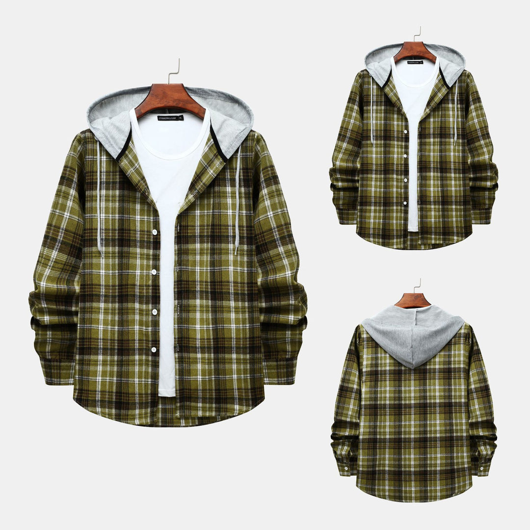 Herren Hemdjacke mit Kapuze im klassischen Karomuster Echoarchiv