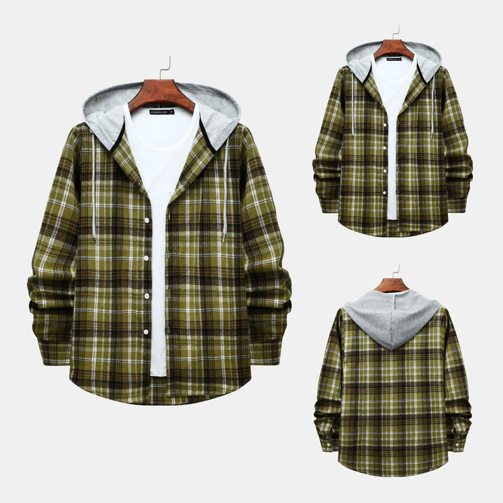 Herren Hemdjacke mit Kapuze im klassischen Karomuster Echoarchiv