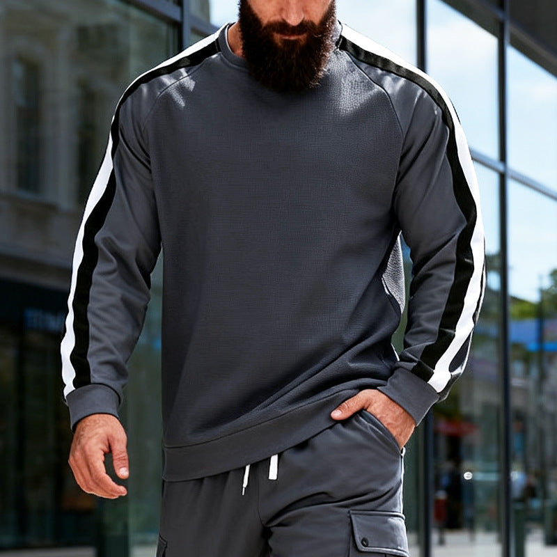 Herren sportlicher Sweatshirt mit Raglanärmeln und dekorativen Streifen Echoarchiv