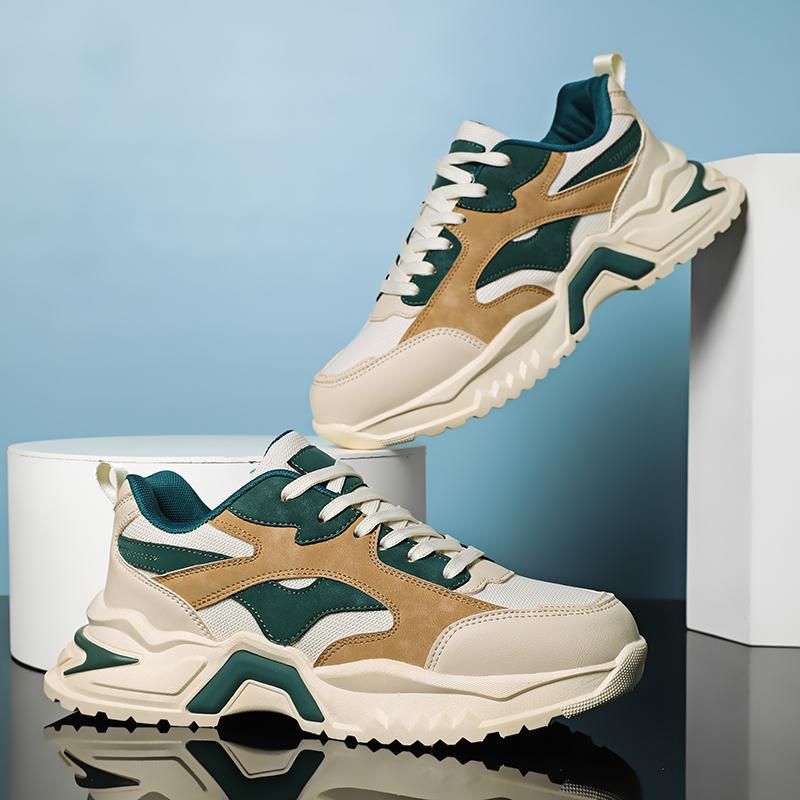 Herren Chunky Retro-Sneaker mit Wellen-Overlay und robuster Profilsohle Echoarchiv