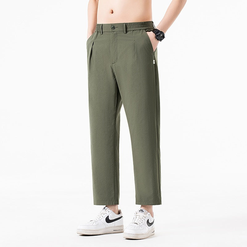 Herren Cropped-Hose mit weitem Bein, halb-elastischem Bund und Bügelfalte Echo Archiv