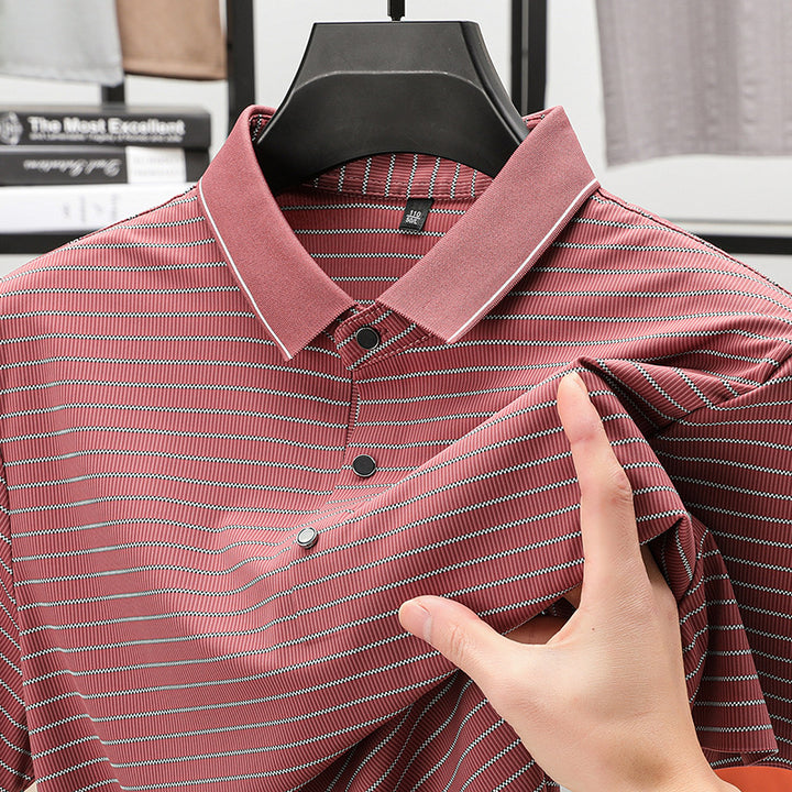 Herren modisches Kurzarm Poloshirt mit feinem Streifenmuster und atmungsaktiver Technologie Echoarchiv