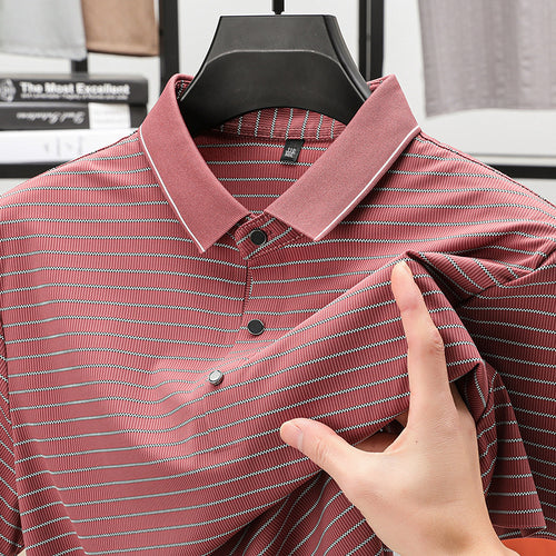 Herren modisches Kurzarm Poloshirt mit feinem Streifenmuster und atmungsaktiver Technologie Echoarchiv