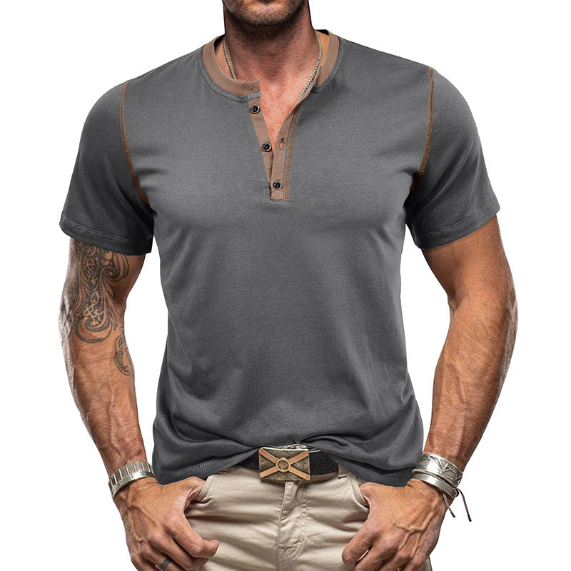 Herren Polohemd im modischen Henley-Stil mit einzigartigen Akzenten Echoarchiv