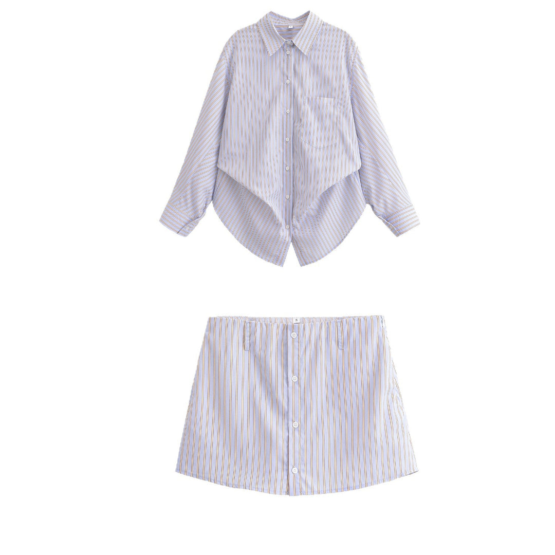 Damen Oversize-Hemdbluse mit feinen Längsstreifen, Brusttasche und abgerundetem Saum Echo Archiv