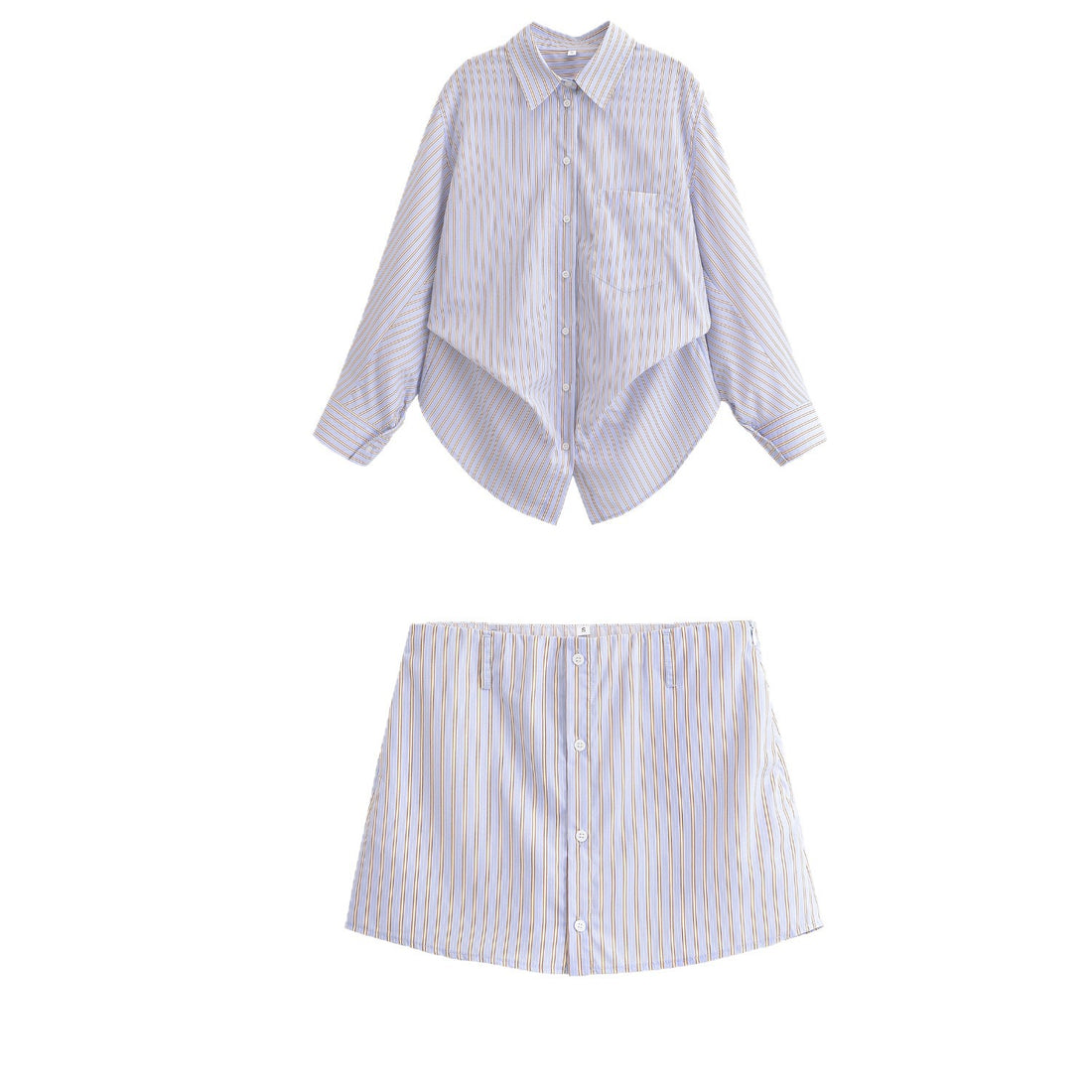 Damen Oversize-Hemdbluse mit feinen Längsstreifen, Brusttasche und abgerundetem Saum Echo Archiv