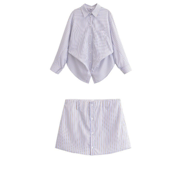 Damen Oversize-Hemdbluse mit feinen Längsstreifen, Brusttasche und abgerundetem Saum Echo Archiv