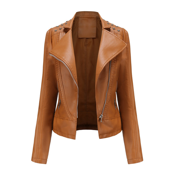 Damen nan Bikerjacke aus Kunstleder mit Nietenbesatz und asymmetrischem Reißverschluss Echo Archiv