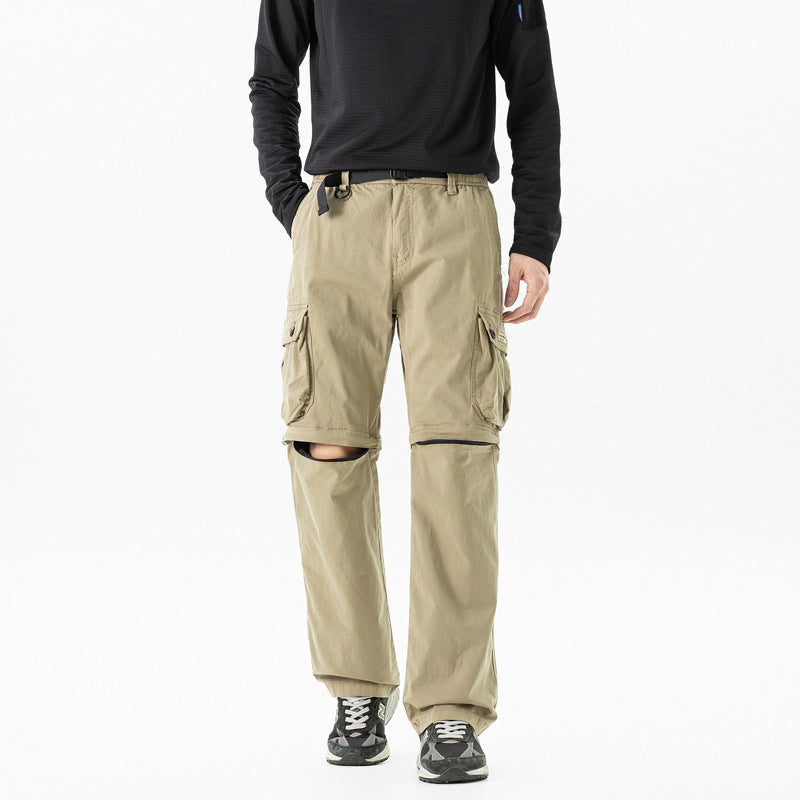 Herren Abnehmbare Cargo-Zip-Hose mit Reißverschluss-Bein, Multifachtaschen und integriertem Gürtel Echo Archiv