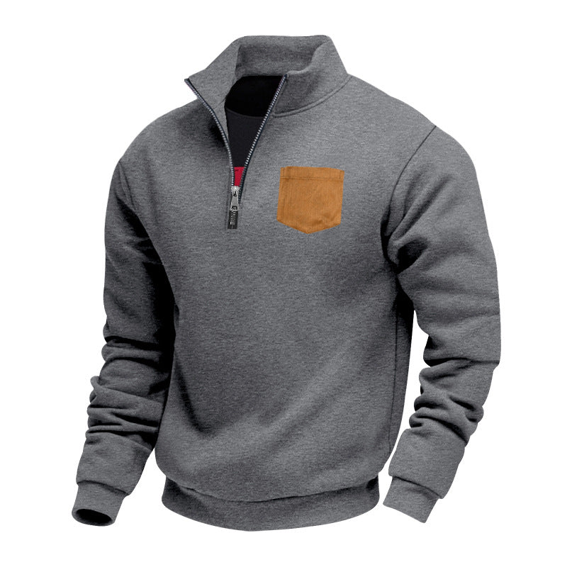Herren Fleece-Pullover mit halbem Reißverschluss und praktischer Brusttasche Echoarchiv
