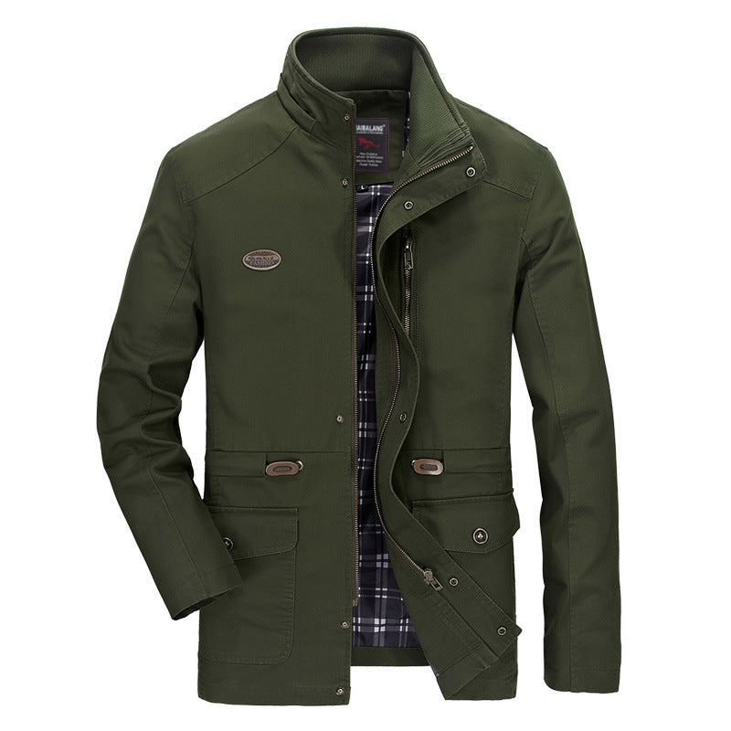 Herren leichter Fieldparka mit Kapuze, kariertem Innenfutter und Taillenkordel – Taviero
