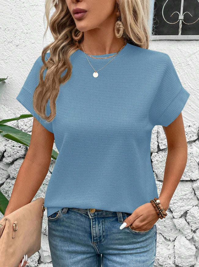Damen lässiges Strukturshirt mit kurzen Ärmeln und bequemem Schnitt Echo Archiv