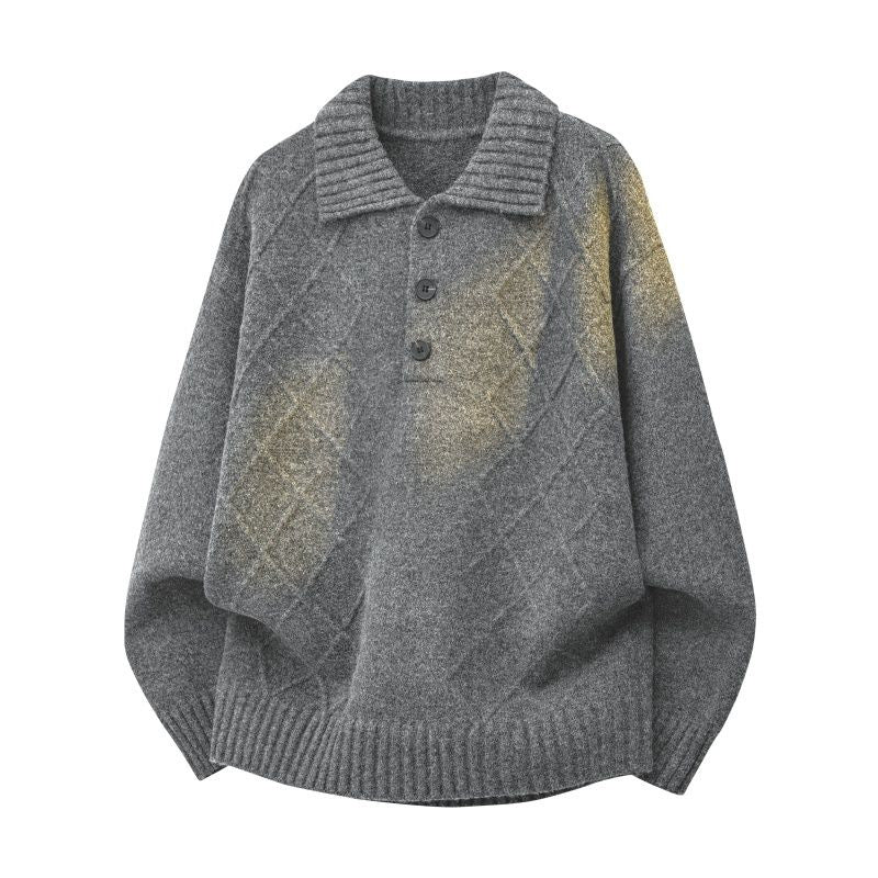 Damen Strickpullover mit Polokragen und Rautenstruktur Echoarchiv