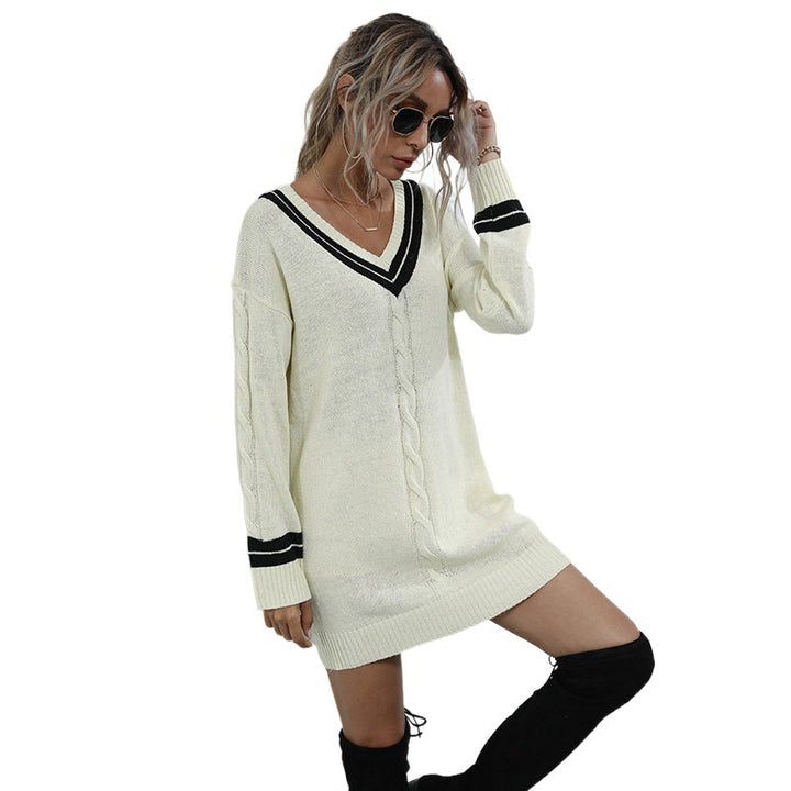 Damen Lässiges Strickkleid mit V-Ausschnitt Echo Archiv