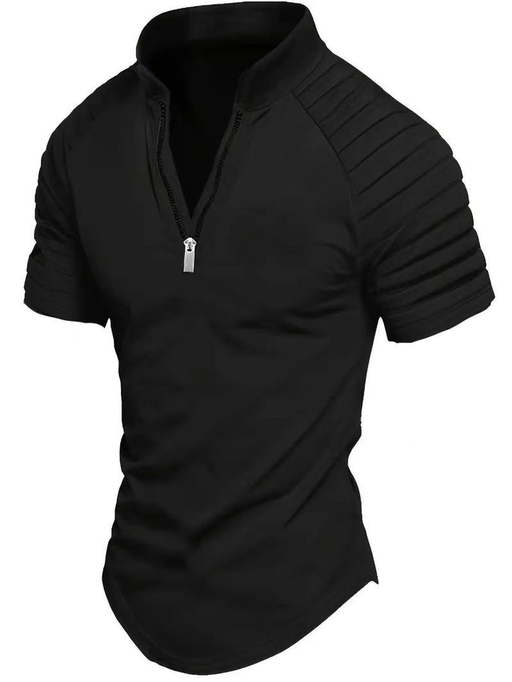 Herren modisches Kurzarm-Polo mit Reißverschluss Echoarchiv