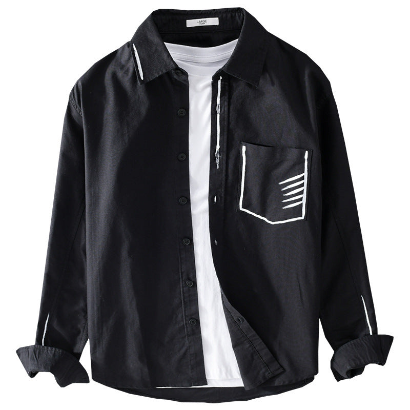 Herren Leichtes Baumwoll-Overshirt mit Kontrastnaht und aufgesetzter Brusttasche Echoarchiv