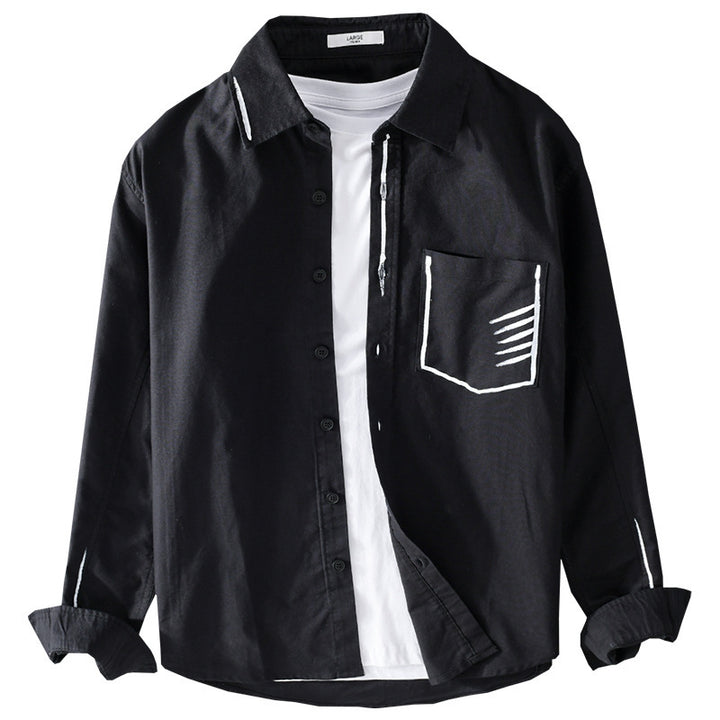 Herren Leichtes Baumwoll-Overshirt mit Kontrastnaht und aufgesetzter Brusttasche Echoarchiv