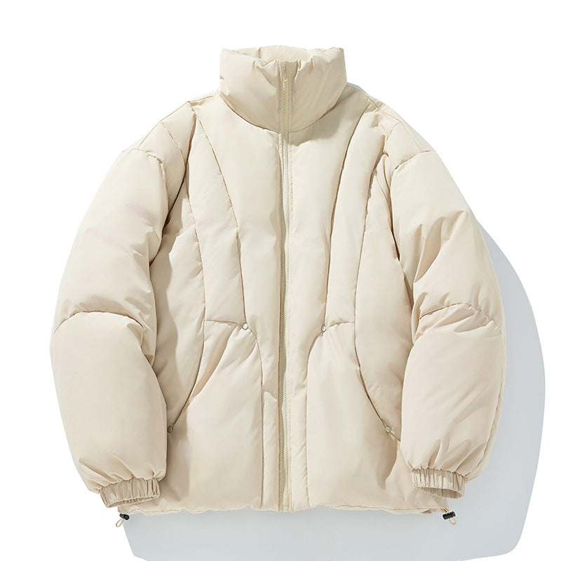 Unisex Boxy-Pufferjacke mit vertikaler Steppung, hohem Stehkragen und Kordelzugsaum Echo Archiv