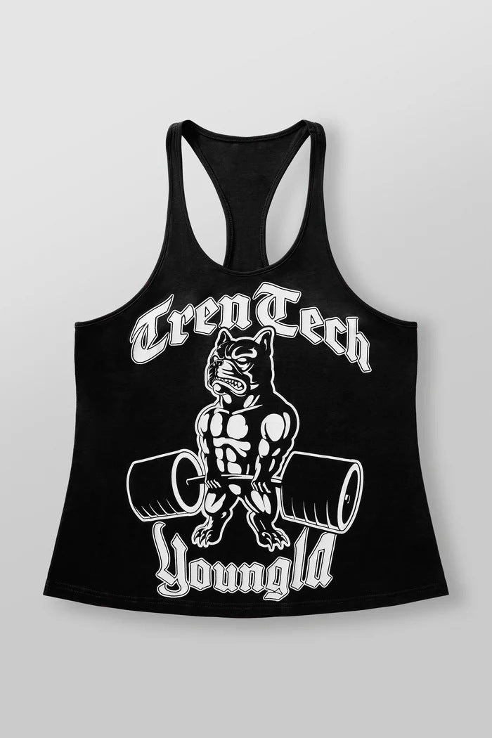 Herren nan figurbetontes Fitness-Tanktop mit Bulldoggen-Grafik und extra tiefen Armausschnitten Echo Archiv