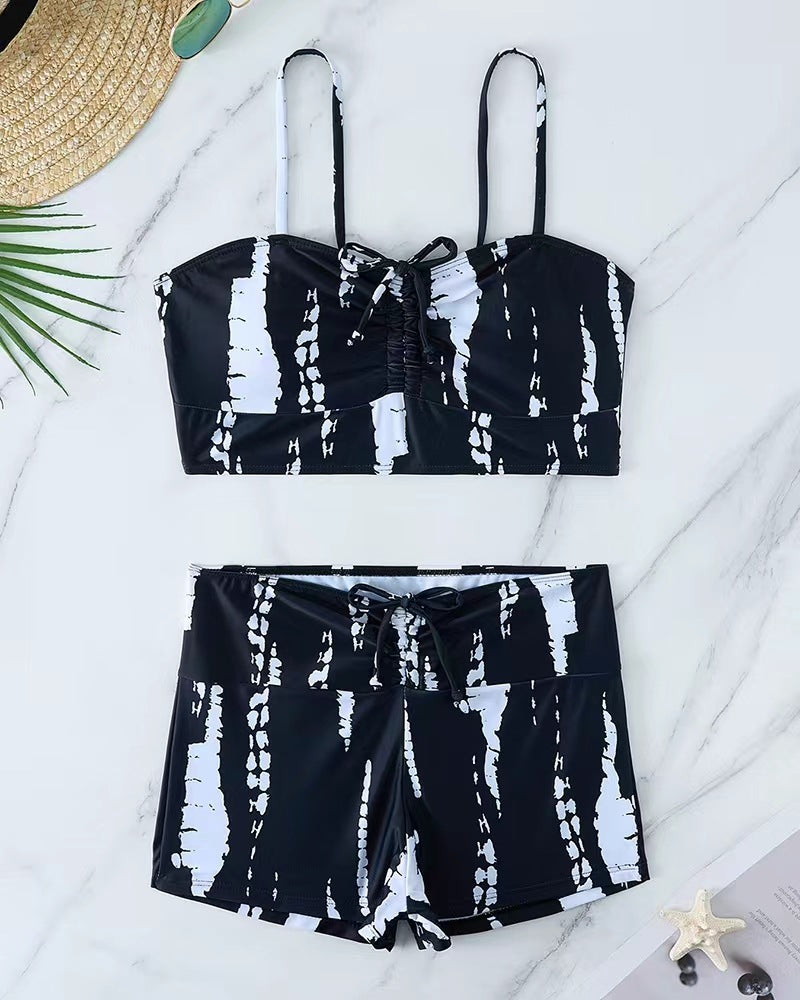Damen Bikini mit floralem Rüschendesign und verstellbaren Trägern Echo Archiv