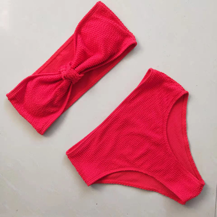 Damen Bikini-Set mit strukturierter Oberfläche und modischem Knoten Echo Archiv