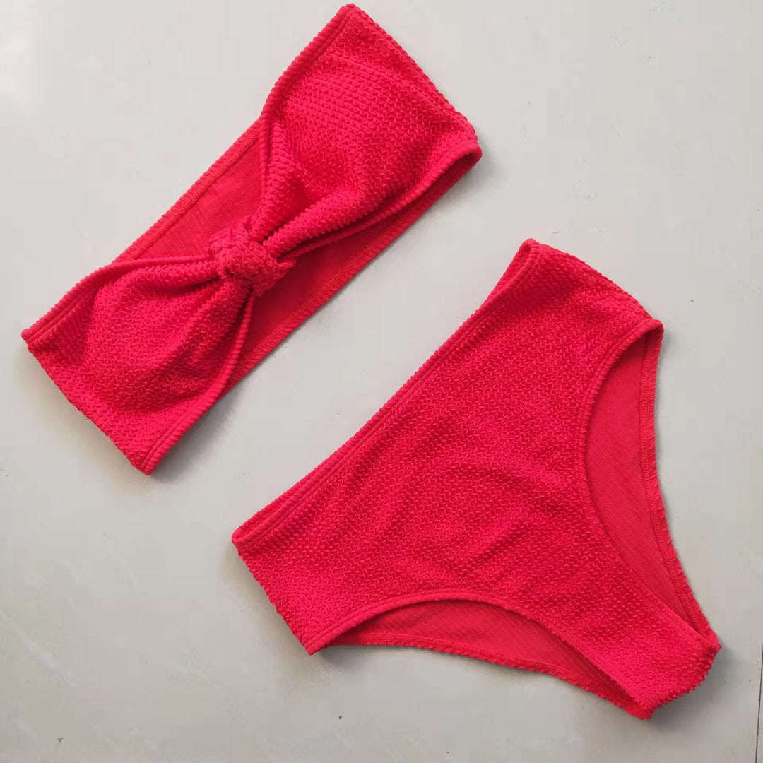 Damen Bandeau-Bikini-Set mit knotenfreiem Oberteil und bequemen Unterteilen Echo Archiv